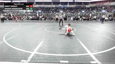 60 lbs Consi Of 8 #1 - Emmitt Wrigley, Marksmen Wrestling Club vs Maddon Hendrickson, Hawks WC (Lincoln)