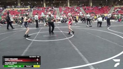 80 lbs Cons. Round 2 - Colt Frazier, Greater Heights Wrestling vs Mason Delk, Honey Badger