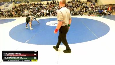 133 lbs 1st Place Match - Tyler Fleetwood, University Of Wisconsin-Eau Claire vs Dominik Mallinder, University Of Wisconsin-Whitewater