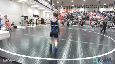 43 lbs Quarterfinal - Riley Tarwater, Eufaula Ironheads Wrestling Club vs Raider Hopkins, Tulsa Blue T Panthers