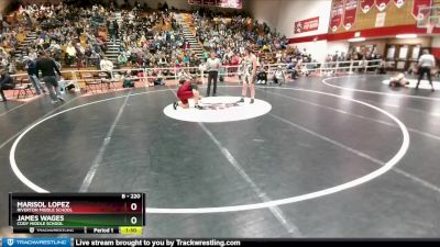 220 lbs Quarterfinal - Marisol Lopez, Riverton Middle School vs James Wages, Cody Middle School