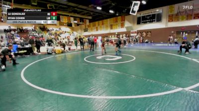 82 lbs 3rd Place Match - Ryan Cohen, LAWC vs Aj Gonzalez, Monster Garage
