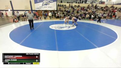 133 lbs 3rd Place Match - Anthony Zamora, Wheaton College vs Aiden Evans, Loras