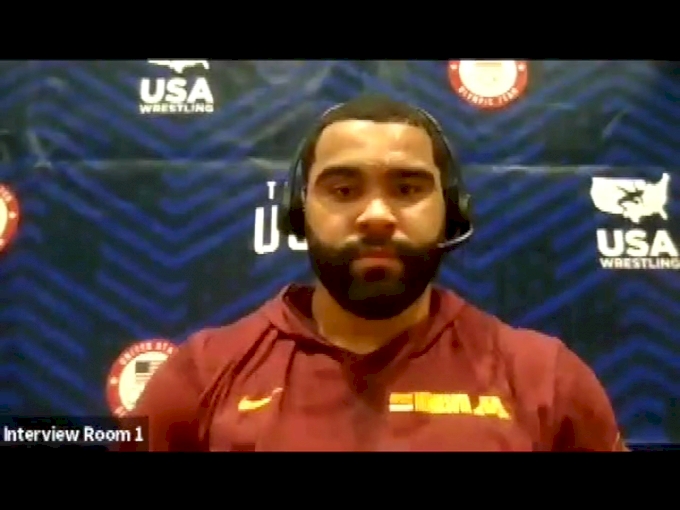 Gable Steveson (125 kg) after semifinal win at 2021 Olympic Trials