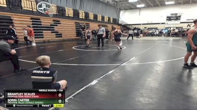 110 lbs Quarterfinal - Brantley Scales, Mountain Home Middle School vs Sorin Carter, Treasure Valley Catholic Schools