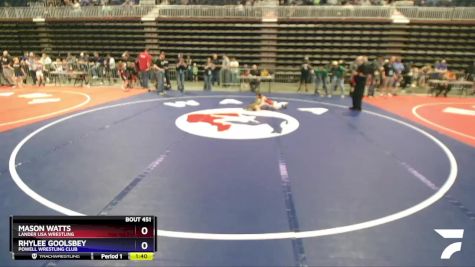 49 lbs Cons. Semi - Mason Watts, Lander USA Wrestling vs Rhylee Goolsbey, Powell Wrestling Club