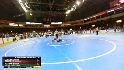 98 lbs Cons. Round 4 - Luke DeGroat, Dominate Club Wrestling vs Nathan Borja, Heritage Middle School