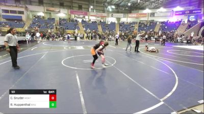 101 lbs Consi Of 4 - CeJae Snyder, Montezuma-Cortez Middle School vs Regan Huppenthal, Brighton Wrestling Club