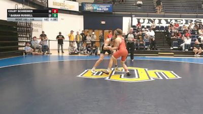 149 lbs Quarterfinal - Sabian Russell, Quincy vs Colby Schreiner, Newman