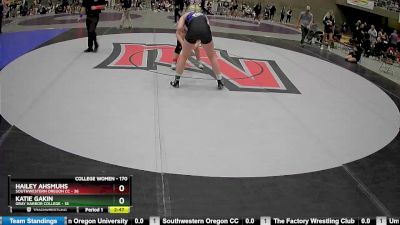 170 lbs Round 4 - Katie Gakin, Gray Harbor College vs Hailey Ahsmuhs, Southwestern Oregon CC