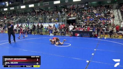 67 lbs Champ. Round 1 - Bradley Heckathorn, PA vs Cecil Nelson, TX