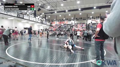 119 lbs Quarterfinal - Zacharia Felts, Fort Gibson Youth Wrestling vs Austin Thatcher, Wagoner Takedown Club