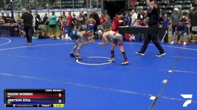 74 lbs Cons. Round 1 - Mason Worden, NV vs Greyson Zoul, OH