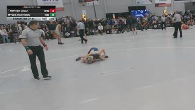 100 lbs Champ. Rd Of 64 - Hunter Lugo, Liberty Warriors Wrestling Club vs Myles Hastings, Kuna