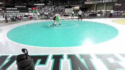 Girls 2A 155 lbs Semifinal - Sadie Evans, North Mason (Girls) vs Breanna Klein, Clover Park (Girls)