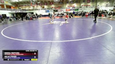 160 lbs Cons. Round 10 - Sierra Mefford, University Of The Cumberlands vs Micah Fisher, Unattached Cumberlands