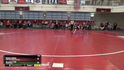 149 lbs Quarterfinal - Zach Soda, New England College vs Elijah Cyr, Castleton