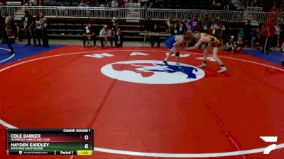 120 lbs Champ. Round 1 - Cole Barker, Glenrock Wrestling Club vs Hayden Eardley, Wyoming Unattached