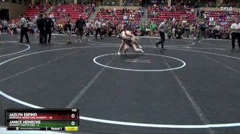 145 lbs Round 1 (6 Team) - Jazlyn Espino, Nebraska Wrestling Academy vs Janice Heinecke, Midwest Misfitz Pink