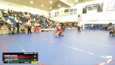 190 lbs Cons. Round 4 - Xavier Ramos, Oak Hills High School vs Jared De Leon, Alta Loma HS