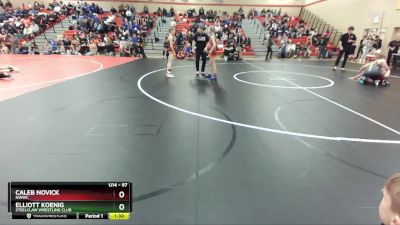 97 lbs Champ. Round 1 - Caleb Novick, NWWC vs Elliott Koenig, Steelclaw Wrestling Club