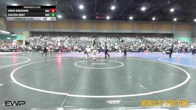 105 lbs Consi Of 16 #2 - Oren Breeding, Crater Mat Club vs Colton Best, Predators Wrestling Club