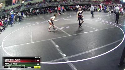 95 lbs Champ. Round 1 - Apollo Kidd, Nebraska City Wrestling Club vs Bronson Avina, Aurora Wrestling Club