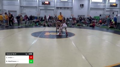 S-96 lbs Consi Of 16 #1 - Connor Irwin, MI vs Bronson Matthews, WV