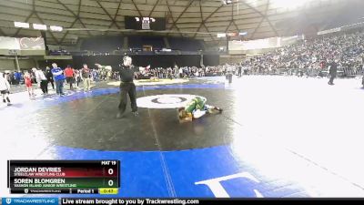 86 lbs Cons. Round 1 - Soren Blomgren, Vashon Island Junior Wrestling vs Jordan Devries, Steelclaw Wrestling Club