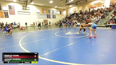 106 lbs Quarterfinal - Nathan Valencia, Cerritos vs Benecio Thome, Bishop Amat