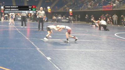 50 lbs Quarterfinal - Jonah Burkett, Claysburg Kimmel vs Lukas Gregula, Mt. Lebanon