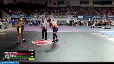 D 1 285 lbs Cons. Round 4 - Gavin Thomas, St. Amant vs Winston Napoli, Catholic - B.R.