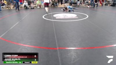 58-64 lbs Round 2 - Corbin Storm, White River Hornets Wrestling Club vs Jagger Baublits, Toro World Club