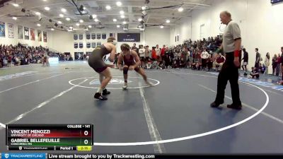 141 lbs Quarterfinal - Vincent Menozzi, University Of Chicago vs Gabriel Bellefeuille, Concordia MN