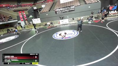 92 lbs Champ. Round 2 - Myles Terrell, California vs James Hin, Red Wave Wrestling