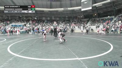 49 lbs Consi Of 16 #2 - Ross Shimonek II, Pawhuska Elks Takedown vs Kreedence Haderer, Redskins Wrestling Club