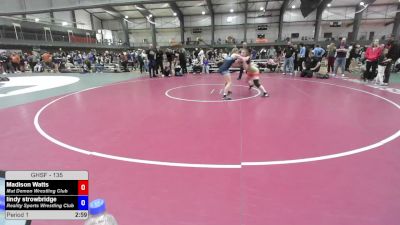 135 lbs 1st Place Match - Madison Watts, Mat Demon Wrestling Club vs Lindy Strowbridge, Reality Sports Wrestling Club