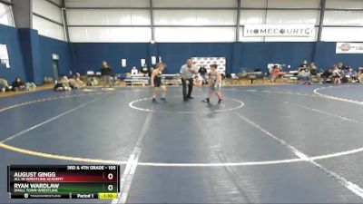 105 lbs Round 3 - Ryan Wardlaw, Small Town Wrestling vs August Gingg, All In Wrestling Academy