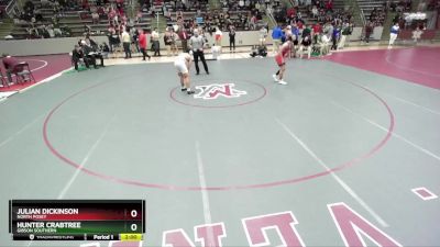 150 lbs Champ. Round 1 - Hunter Crabtree, Gibson Southern vs Julian Dickinson, North Posey