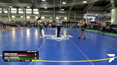 125 lbs Cons. Round 1 - Greg Fischer, Wesleyan University (Connecticut) vs Nick Savariego, Plymouth State University