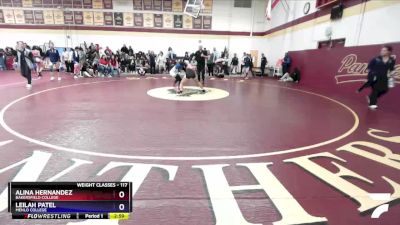 117 lbs Quarterfinal - Alina Hernandez, Bakersfield College vs Leilah Patel, Menlo College