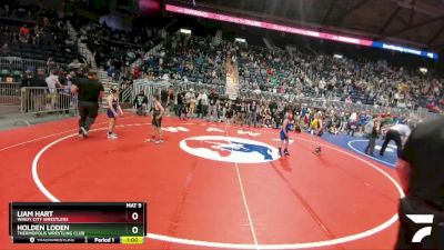 85 lbs Quarterfinal - Holden Loden, Thermopolis Wrestling Club vs Liam Hart, Windy City Wrestlers