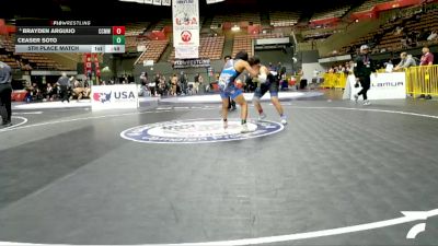 Schoolboys - 155 lbs 5th Place Match - Brayden Arguijo, Central Coast Most Wanted Wrestling Club vs Ceaser Soto