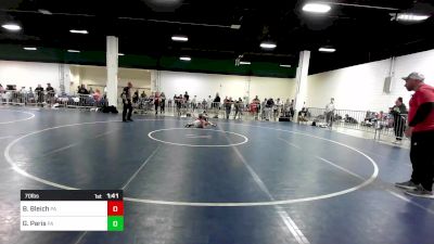 70 lbs Quarterfinal - Bradey Bleich, PA vs Grayden Paris, PA