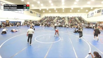 110 lbs Quarterfinal - Layla Rae Passas, Yucaipa Thunder Wrestling Club vs Destiny Forgash, Villa Park High School