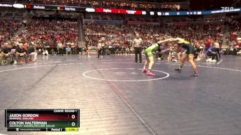 1A-144 lbs Champ. Round 1 - Jaxon Gordon, Riverside, Oakland vs Colton Halterman, Southeast Warren/Melcher-Dallas
