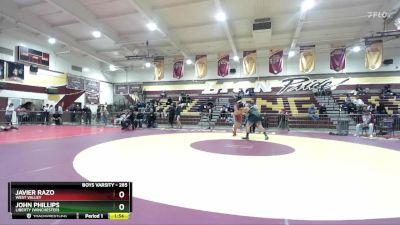 285 lbs Quarterfinal - John Phillips, Liberty (Winchester) vs Javier Razo, West Valley