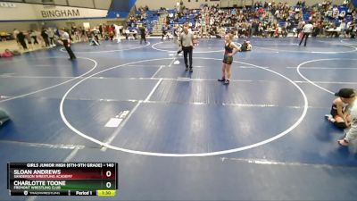 140 lbs Cons. Round 3 - Charlotte Toone, Fremont Wrestling Club vs Sloan Andrews, Sanderson Wrestling Academy