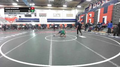 113 lbs Cons. Round 3 - Logan Gonzalez, Eleanor Roosevelt vs Carlos Barrios, Cajon