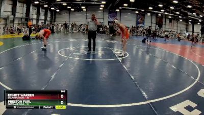 140 lbs Rd# 2 10:30am Friday - Emmitt Warren, Oklahoma Elite vs Preston Furl, Maryland GOLD